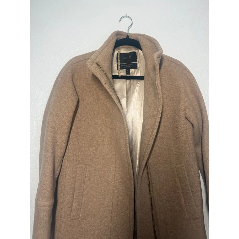 J.Crew Cocoon Coat Stadium Cloth Wool Nello Gori Tan Camel 00 B2770 - Picture 14 of 16